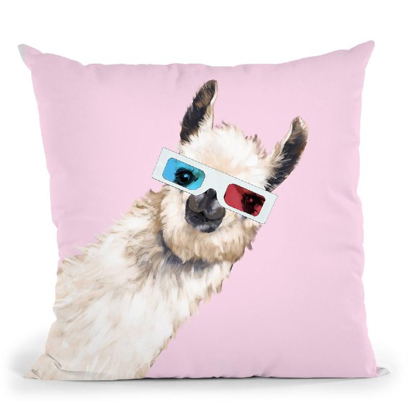 3D Llama in Pink Throw Pillow by Big Nose Work