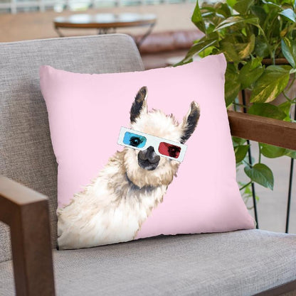 3D Llama in Pink Throw Pillow by Big Nose Work