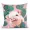 Baby Pig with Cactus in Pink Throw Pillow by Big Nose Work