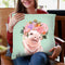 baby Pig with Flower Crown in Green Throw Pillow by Big Nose Work