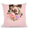 baby Sloth with Flower Crown in Green Throw Pillow by Big Nose Work