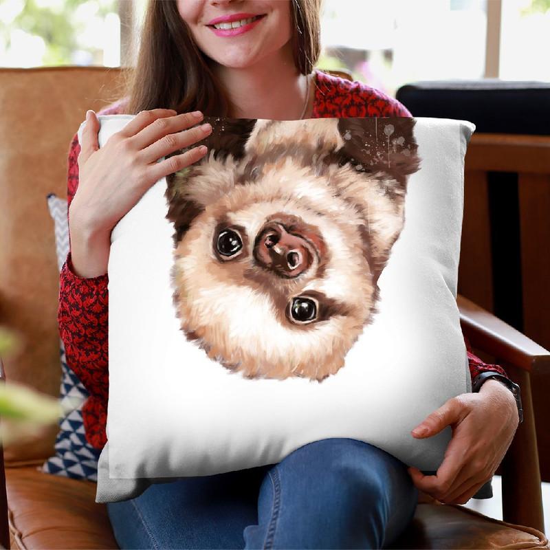 Baby Sloth Throw Pillow by Big Nose Work