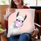 Black and White Sneaky Llama with Bubble Gum in  Throw Pillow by Big Nose Work