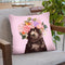 Baby Bear with Flower Crown in Pink2 Throw Pillow by Big Nose Work