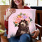 Baby Bear with Flower Crown in Pink2 Throw Pillow by Big Nose Work