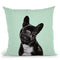 Bulldog in Green Throw Pillow by Big Nose Work