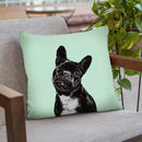 Bulldog in Green Throw Pillow by Big Nose Work