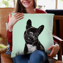 Bulldog in Green Throw Pillow by Big Nose Work