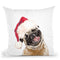 Christmas Laughing Pug Throw Pillow by Big Nose Work
