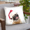 Christmas Laughing Pug Throw Pillow by Big Nose Work