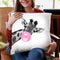 Giraffe with Bubble Gum Black and White Throw Pillow by Big Nose Work