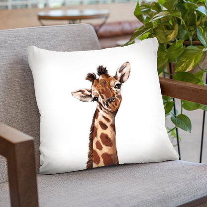 Giraffe Throw Pillow by Big Nose Work