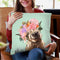 Highland Cow with Flower Crown in Green Throw Pillow by Big Nose Work