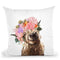Highland Cow with Flower Crown Throw Pillow by Big Nose Work