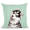Husky in Green Throw Pillow by Big Nose Work