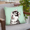 Husky in Green Throw Pillow by Big Nose Work