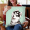 Husky in Green Throw Pillow by Big Nose Work