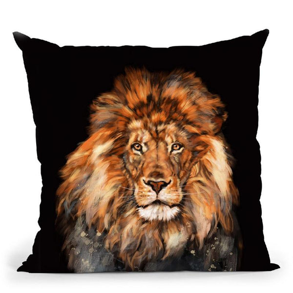 Lion in Black Throw Pillow by Big Nose Work