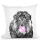 Lion with Bubble Gum Black and White Throw Pillow by Big Nose Work