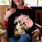 Baby Cat with Flower Crown in Black Throw Pillow by Big Nose Work