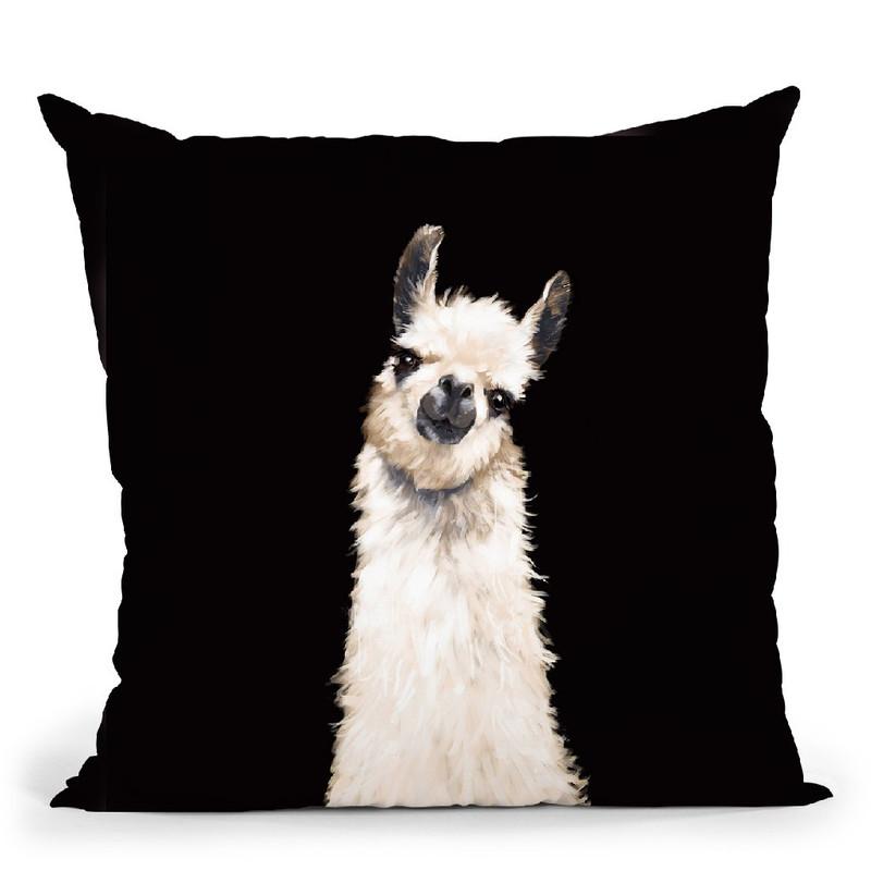 Llama in Black Throw Pillow by Big Nose Work