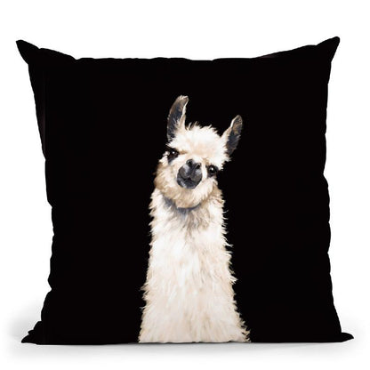 Llama in Black Throw Pillow by Big Nose Work