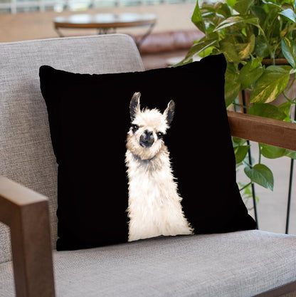 Llama in Black Throw Pillow by Big Nose Work