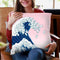 Llama Waves in Pink Throw Pillow by Big Nose Work