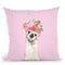 Llama with Flower Crown in Pink Throw Pillow by Big Nose Work