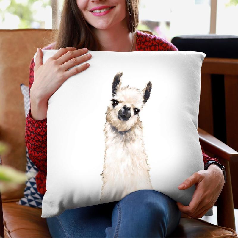 Llama Throw Pillow by Big Nose Work
