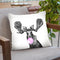 Moose with Bubble Gum Black and White Throw Pillow by Big Nose Work