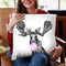 Moose with Bubble Gum Black and White Throw Pillow by Big Nose Work