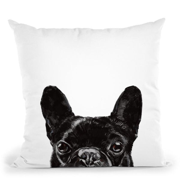 Peeking Bulldog Throw Pillow by Big Nose Work