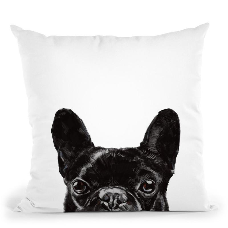 Peeking Bulldog Throw Pillow by Big Nose Work