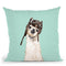 Pilot Llama in Green Throw Pillow by Big Nose Work