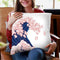 Pink Pigs Waves in White Throw Pillow by Big Nose Work