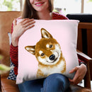 Shiba Inu in Pink Throw Pillow by Big Nose Work