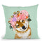 Shiba Inu with Flower Crown in Green Throw Pillow by Big Nose Work