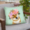 Shiba Inu with Flower Crown in Green Throw Pillow by Big Nose Work