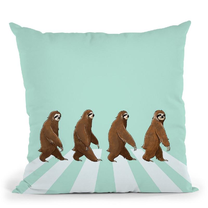 Sloth the Abbey Road Throw Pillow by Big Nose Work