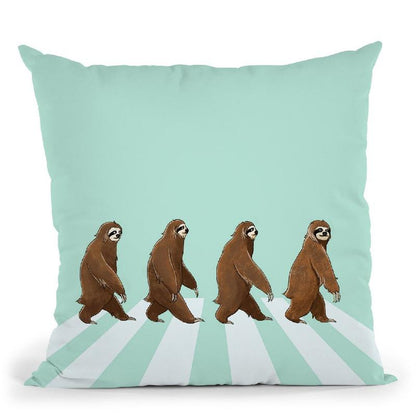 Sloth the Abbey Road Throw Pillow by Big Nose Work