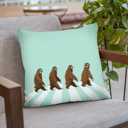 Sloth the Abbey Road Throw Pillow by Big Nose Work