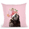 Sloth with Flower Crown in Pink Throw Pillow by Big Nose Work