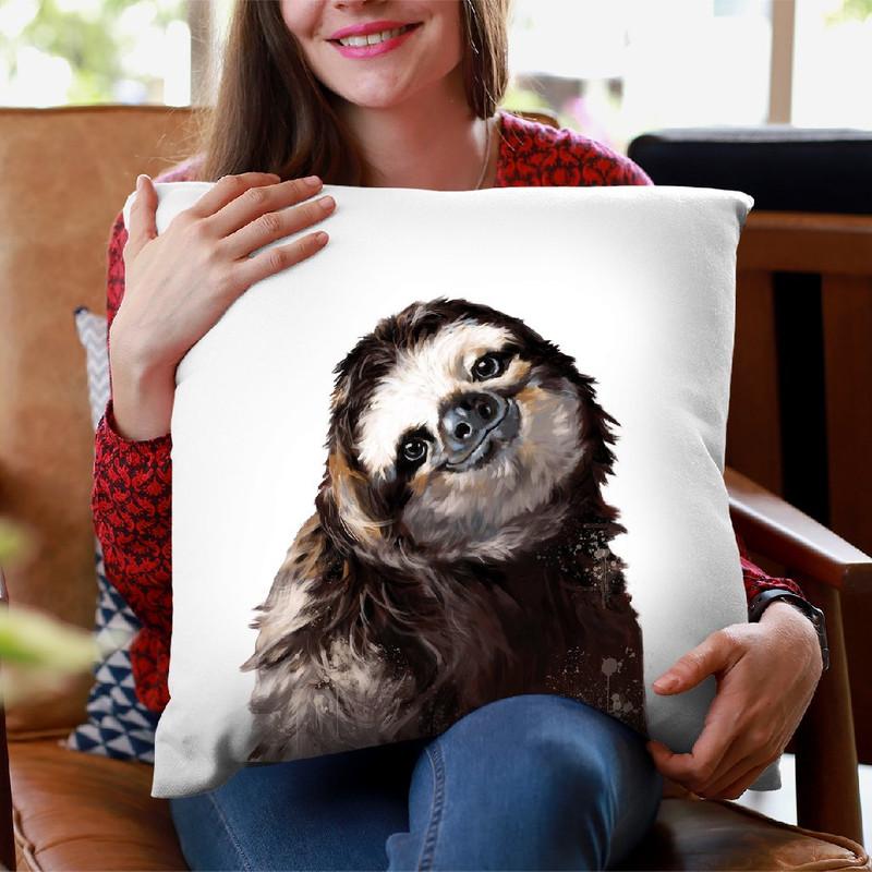 Sloth Throw Pillow by Big Nose Work