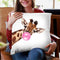 Sneaky Giraffe with Bubble Gum Throw Pillow by Big Nose Work