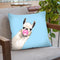 Sneaky Llama with Bubble Gum in Blue Throw Pillow by Big Nose Work