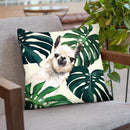 Sneaky Llama with Monstera Throw Pillow by Big Nose Work