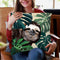 Sneaky Sloth with Monstera Throw Pillow by Big Nose Work
