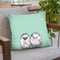 Twin Hedgehogs with Bubble Gum Black and White in Green Throw Pillow by Big Nose Work