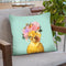 Yellow Duckling with Flower Crown in Green Throw Pillow by Big Nose Work